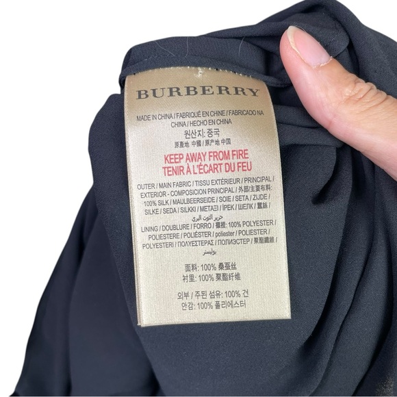 Burberry London Women 4 Midi Dress Ruffled Floral Long Sleeve Lightweight Silk - Picture 8 of 16